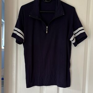 Navy Blue women's outfit with White Stripes